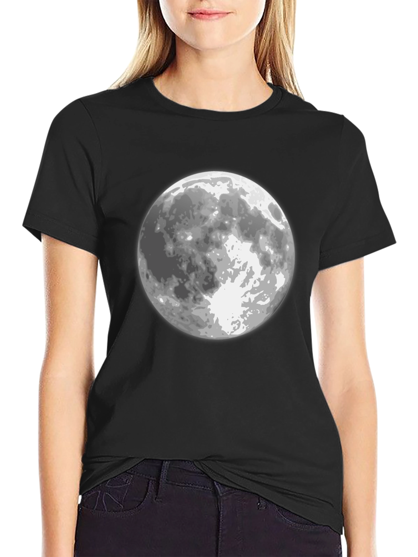 Moon Graphic Black T-Shirt for Men
