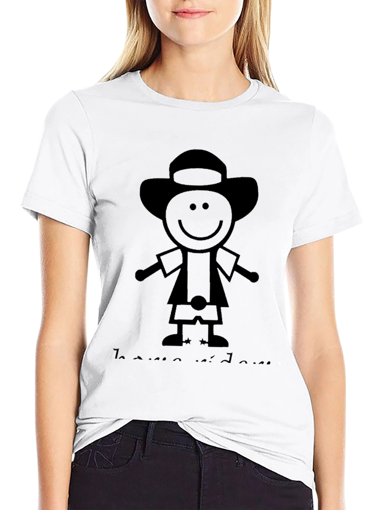 Stick Figure Cartoon Black T-Shirt