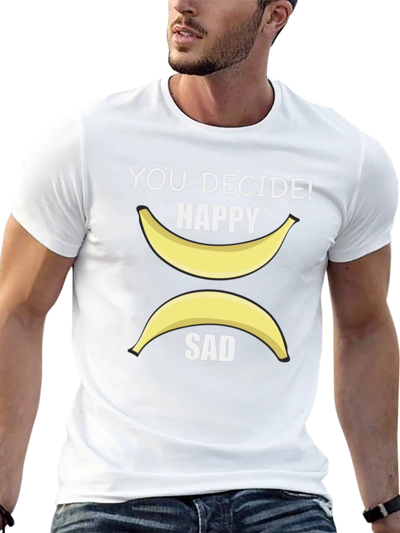 Decide Happy or Sad Banana Graphic T-Shirt