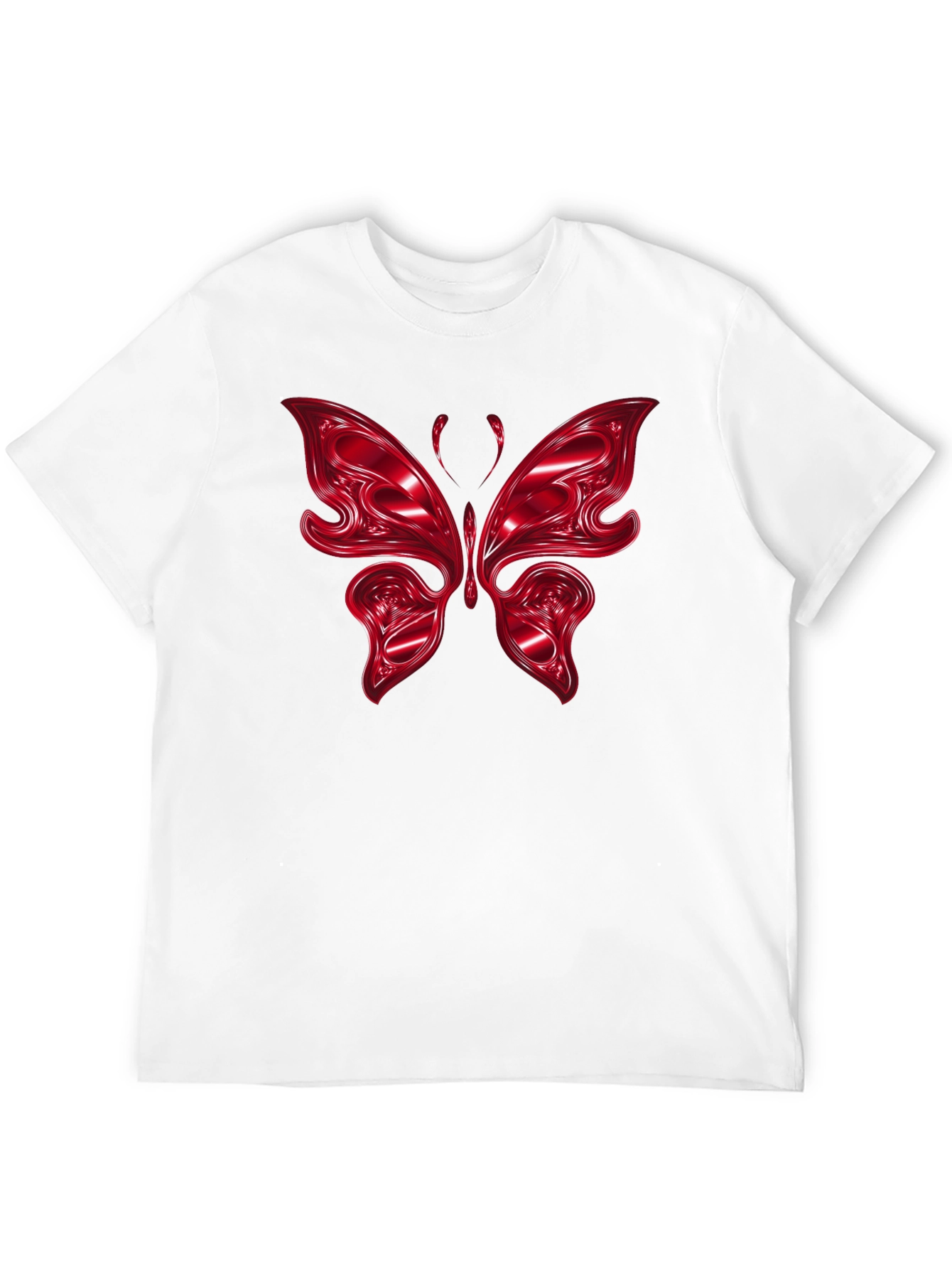 Red Butterfly Graphic Black T-Shirt