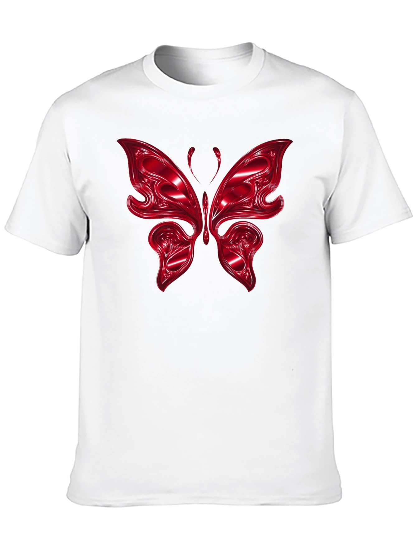 Red Butterfly Graphic Black T-Shirt