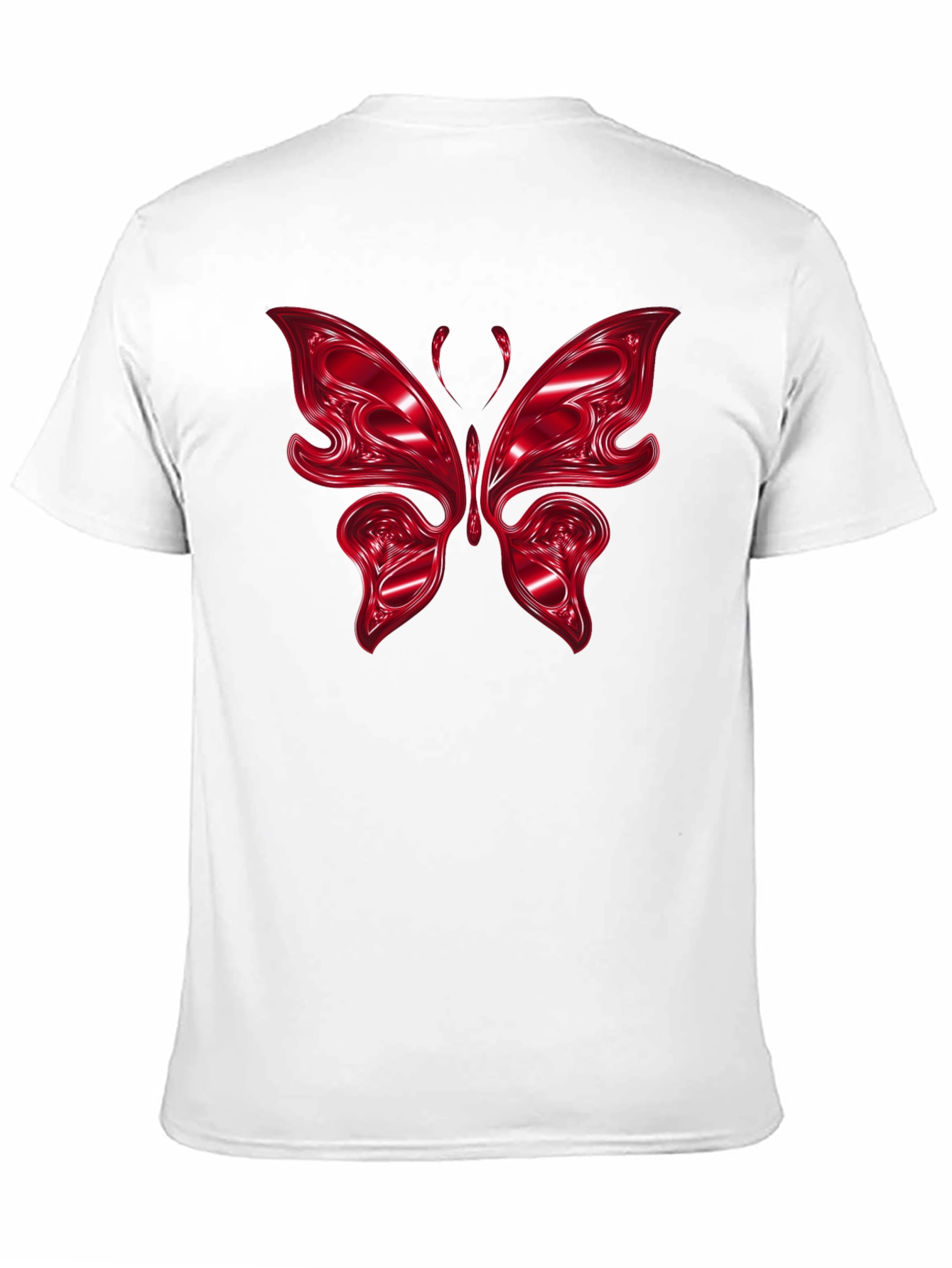 Red Butterfly Graphic Black T-Shirt