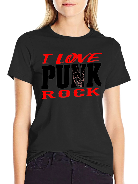 I Love Punk Rock Black Graphic Tee Shirt