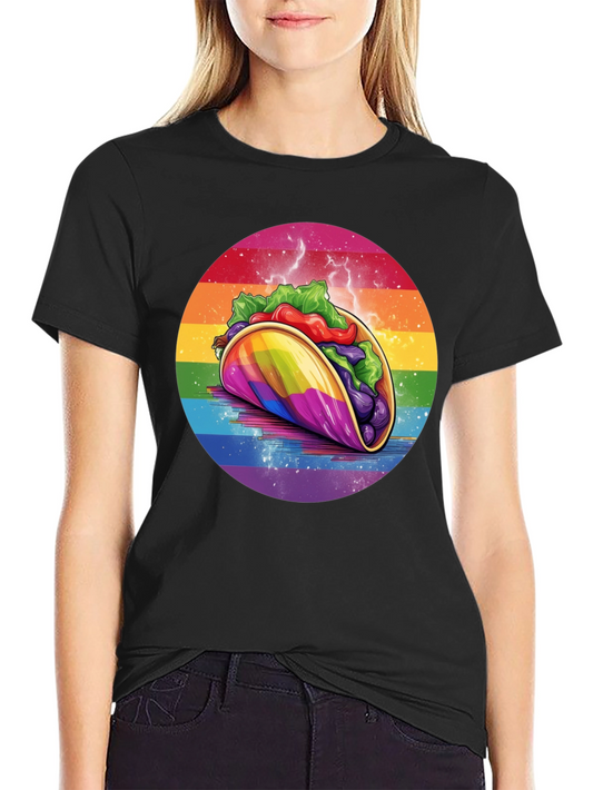 Rainbow Taco Graphic Tee - Fun Foodie T-Shirt