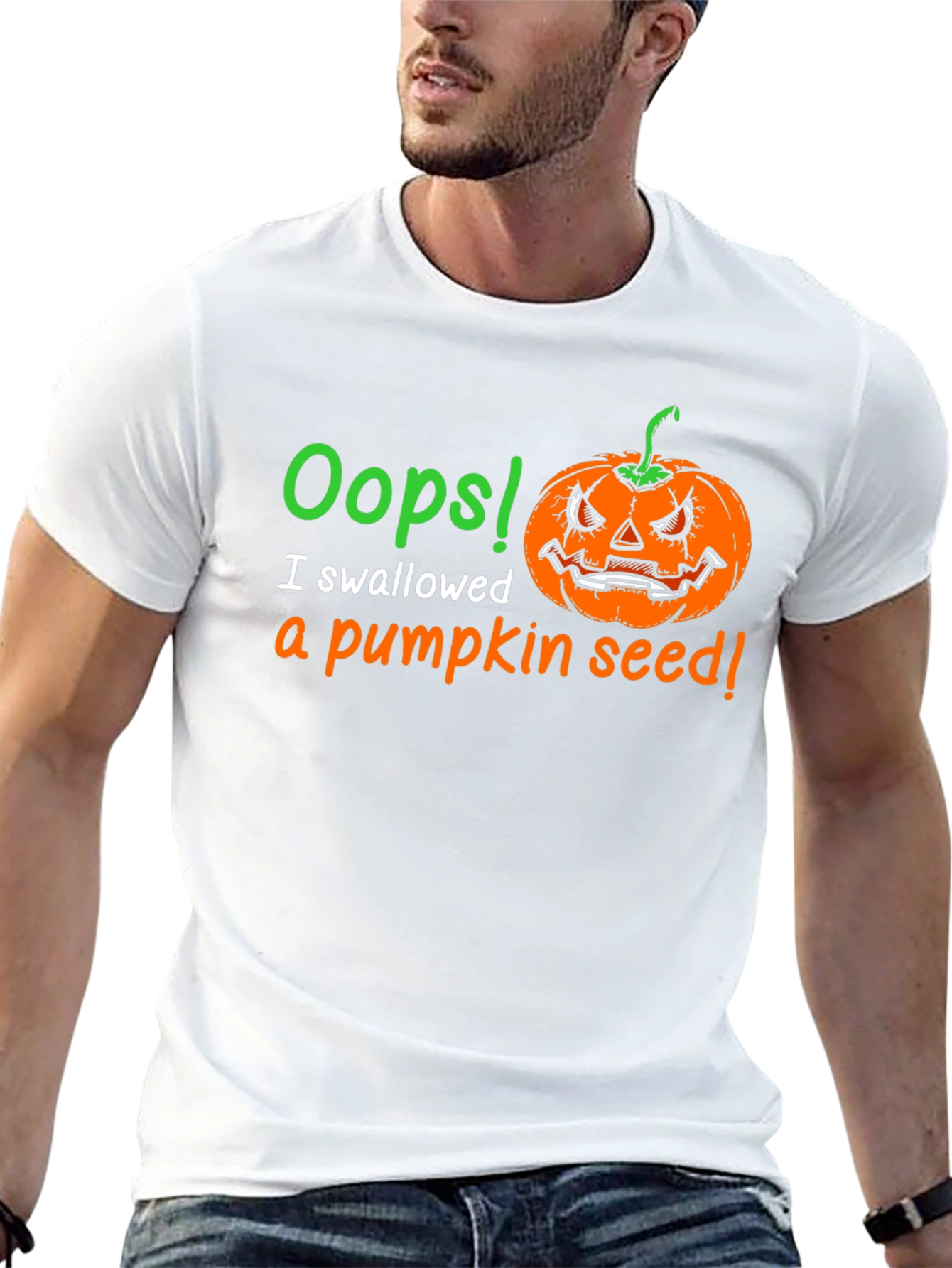 Oops! Pumpkin Seed Graphic Tee - Halloween Fun