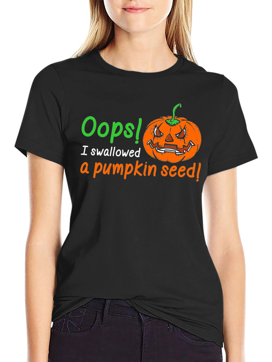 Oops! Pumpkin Seed Graphic Tee - Halloween Fun