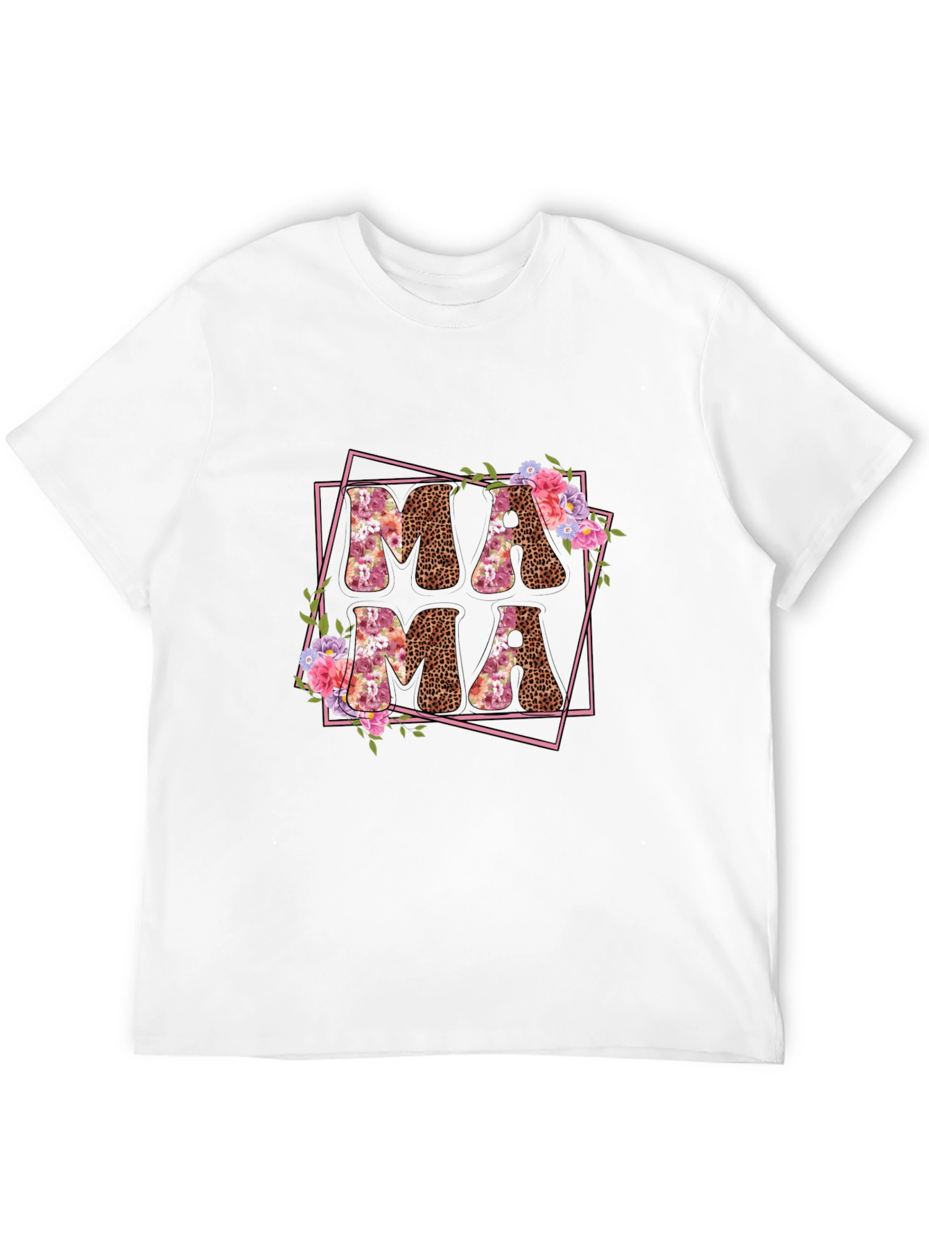Mama Leopard Print Floral T-Shirt