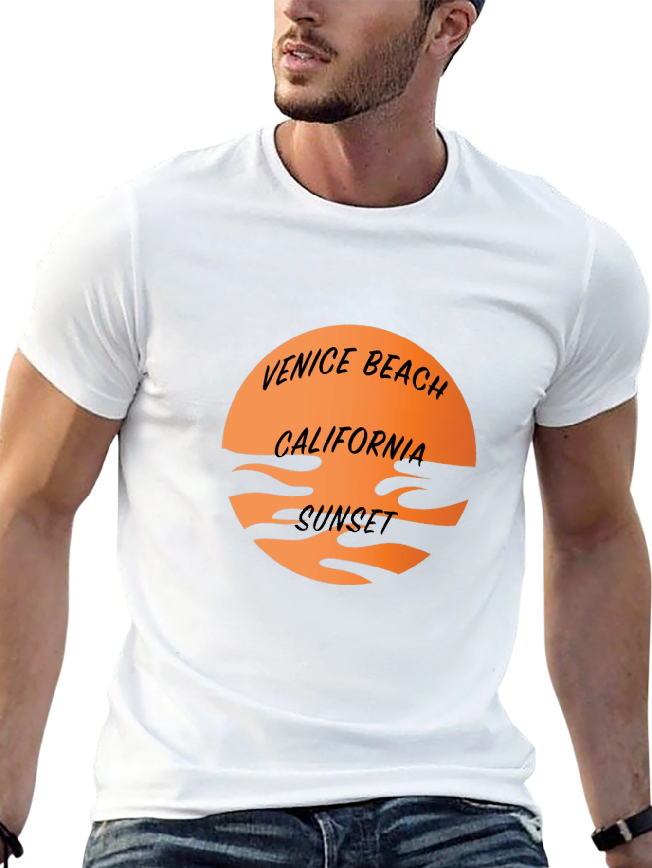 Venice Beach California Sunset Black T-Shirt