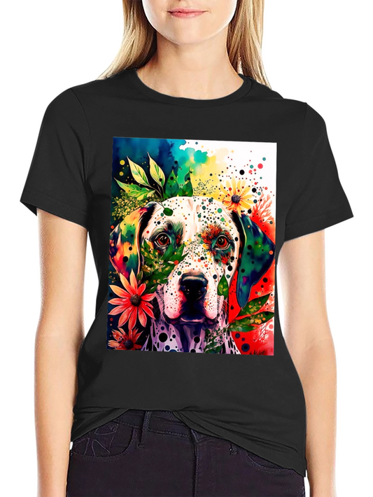 Dog Lover T-Shirt: Colorful Dalmatian Floral Design