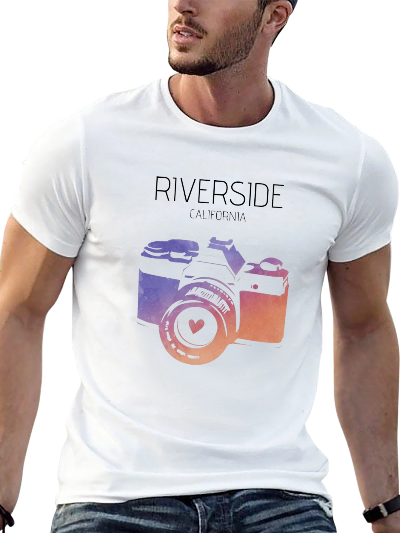 Riverside California Camera T-Shirt - Black