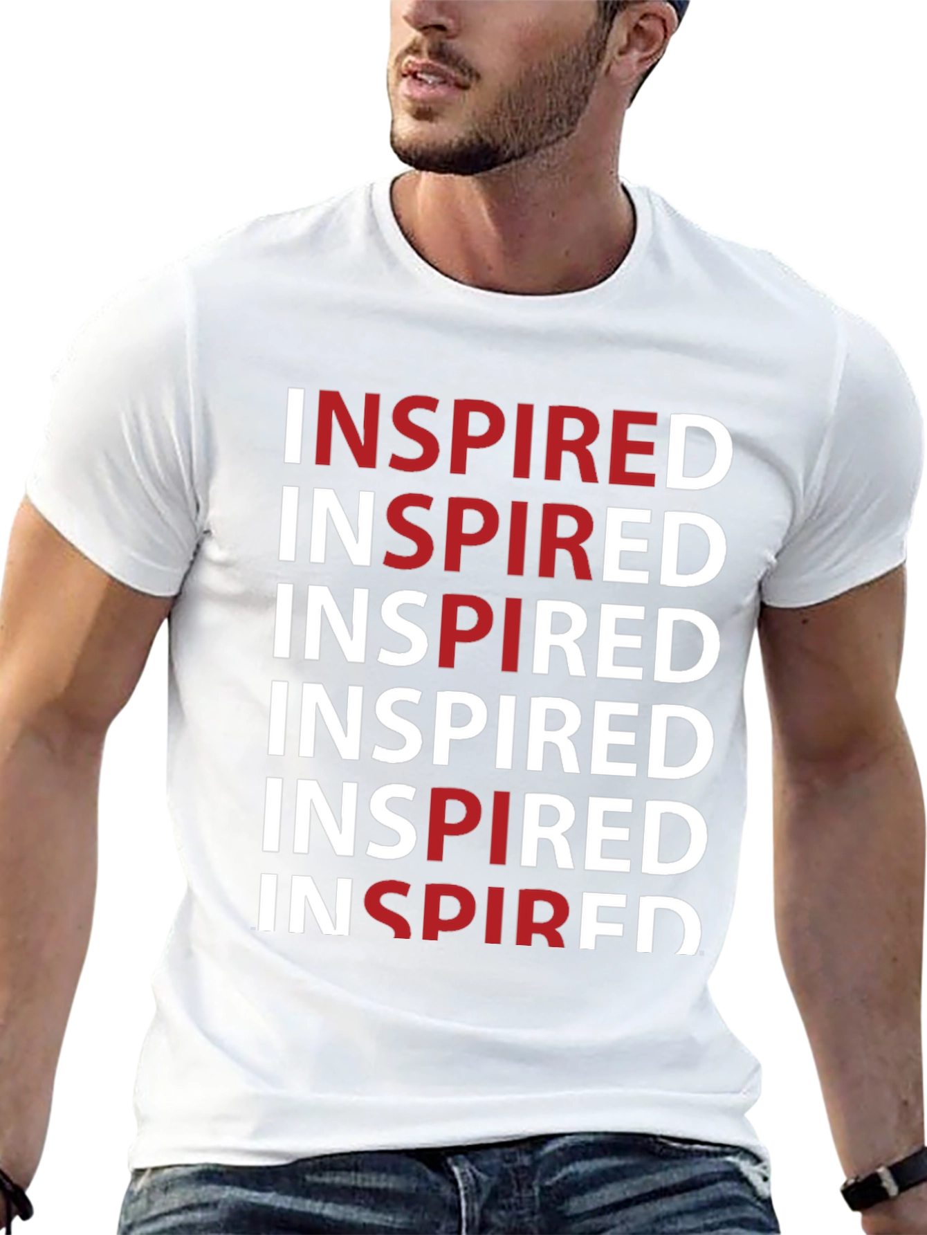 Inspired Graphic Print Crew Neck Tee - Black