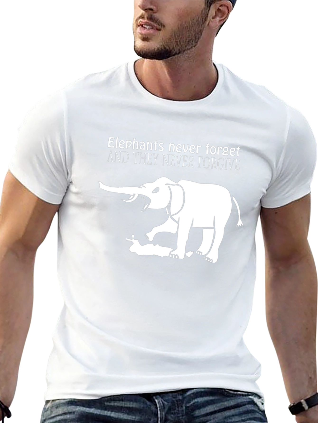 Elephant Never Forgets Black Graphic Tee