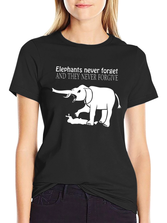Elephant Never Forgets Black Graphic Tee