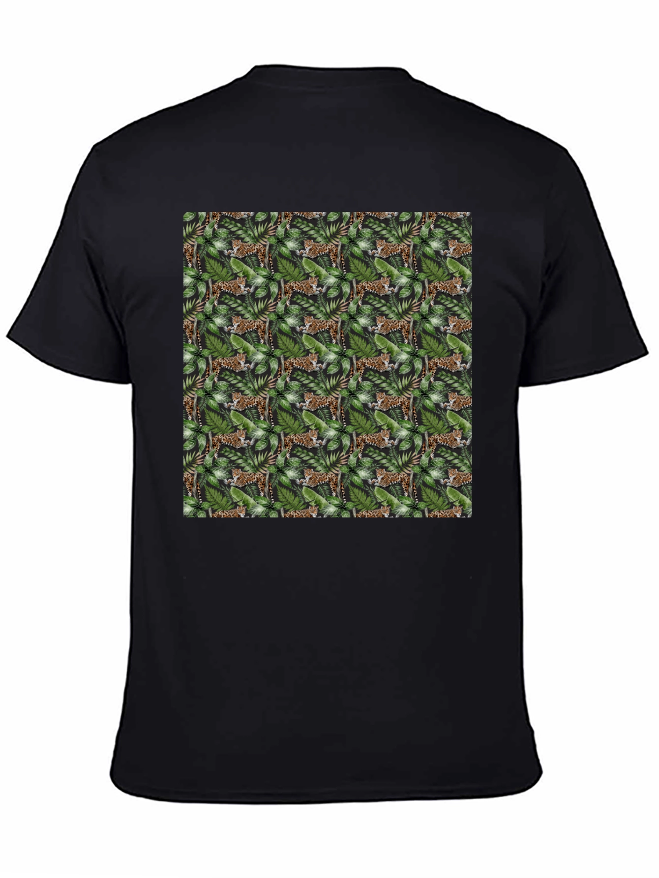Jungle Cat Print Tee - Black Cotton Comfort