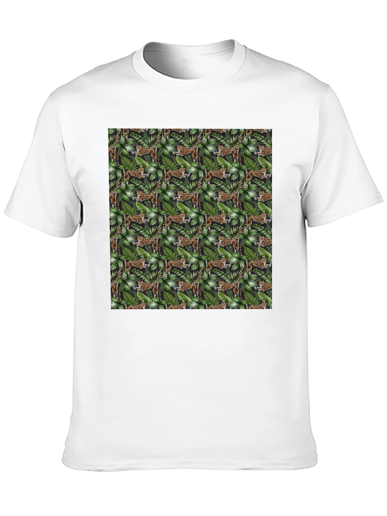 Jungle Cat Print Tee - Black Cotton Comfort