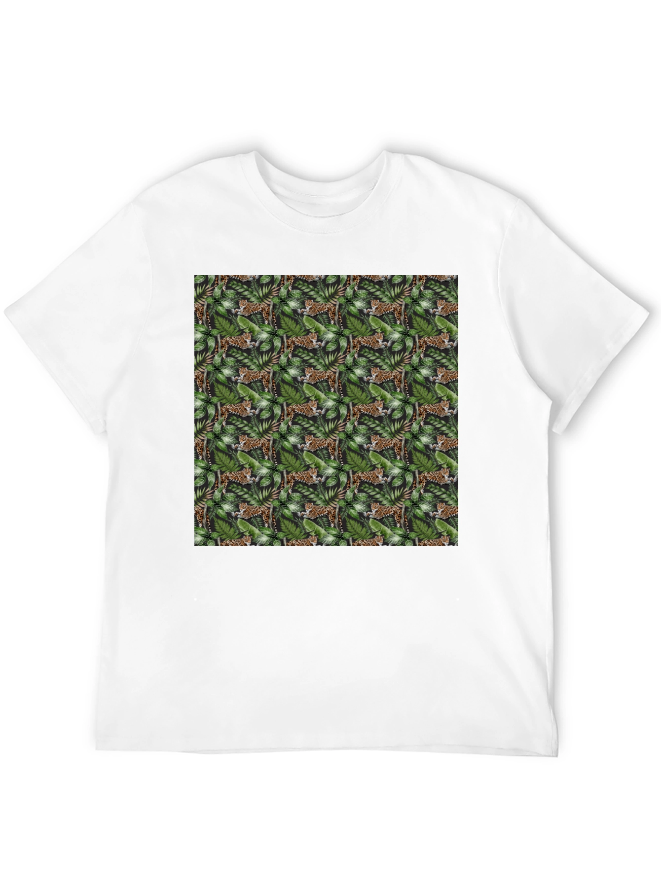 Jungle Cat Print Tee - Black Cotton Comfort