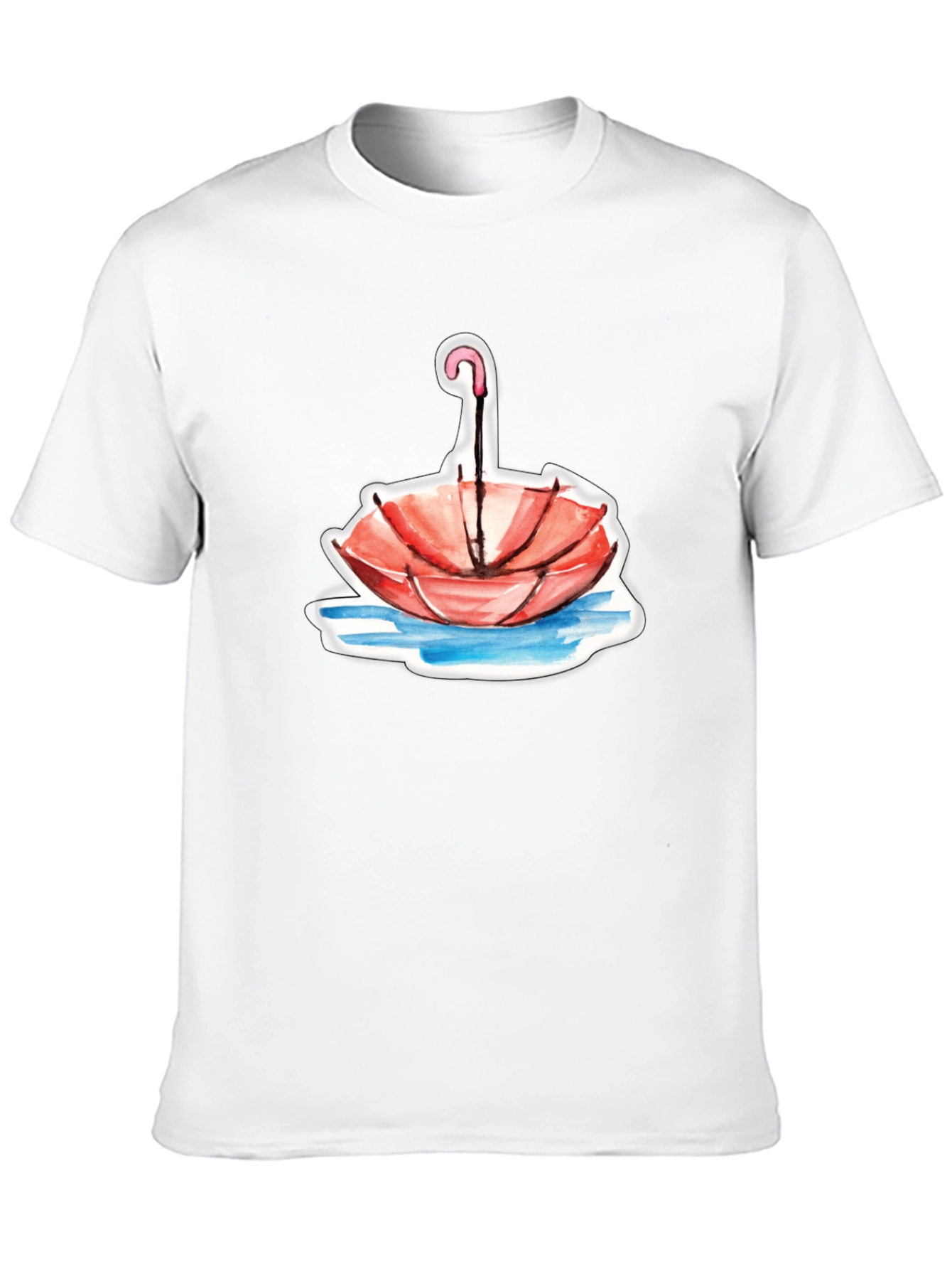 Unique Upside Down Umbrella Graphic Tee - Black