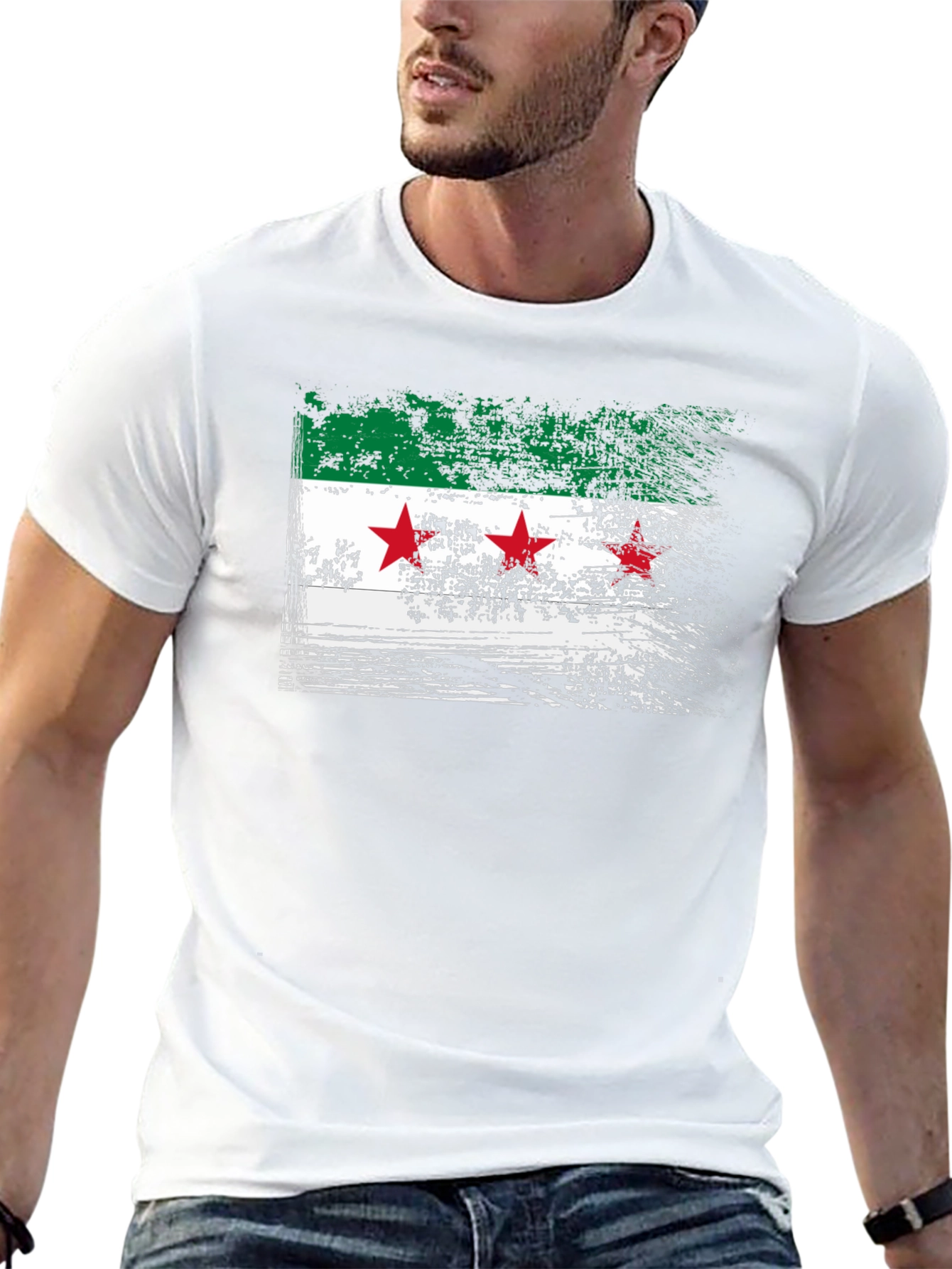 Syria Flag Graphic T-Shirt - Distressed Design