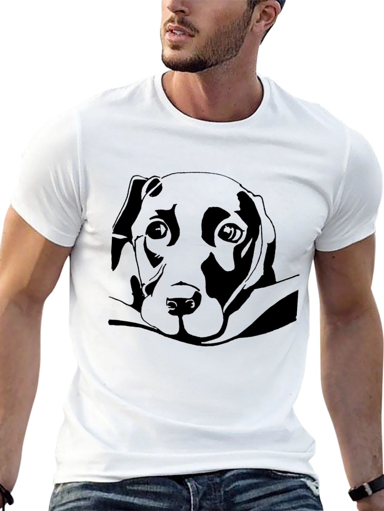 Labrador Silhouette Graphic Tee - Black Cotton Blend