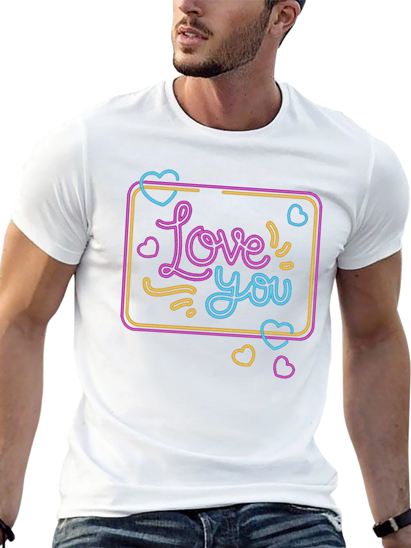 Love You Neon Graphic T-Shirt - Black
