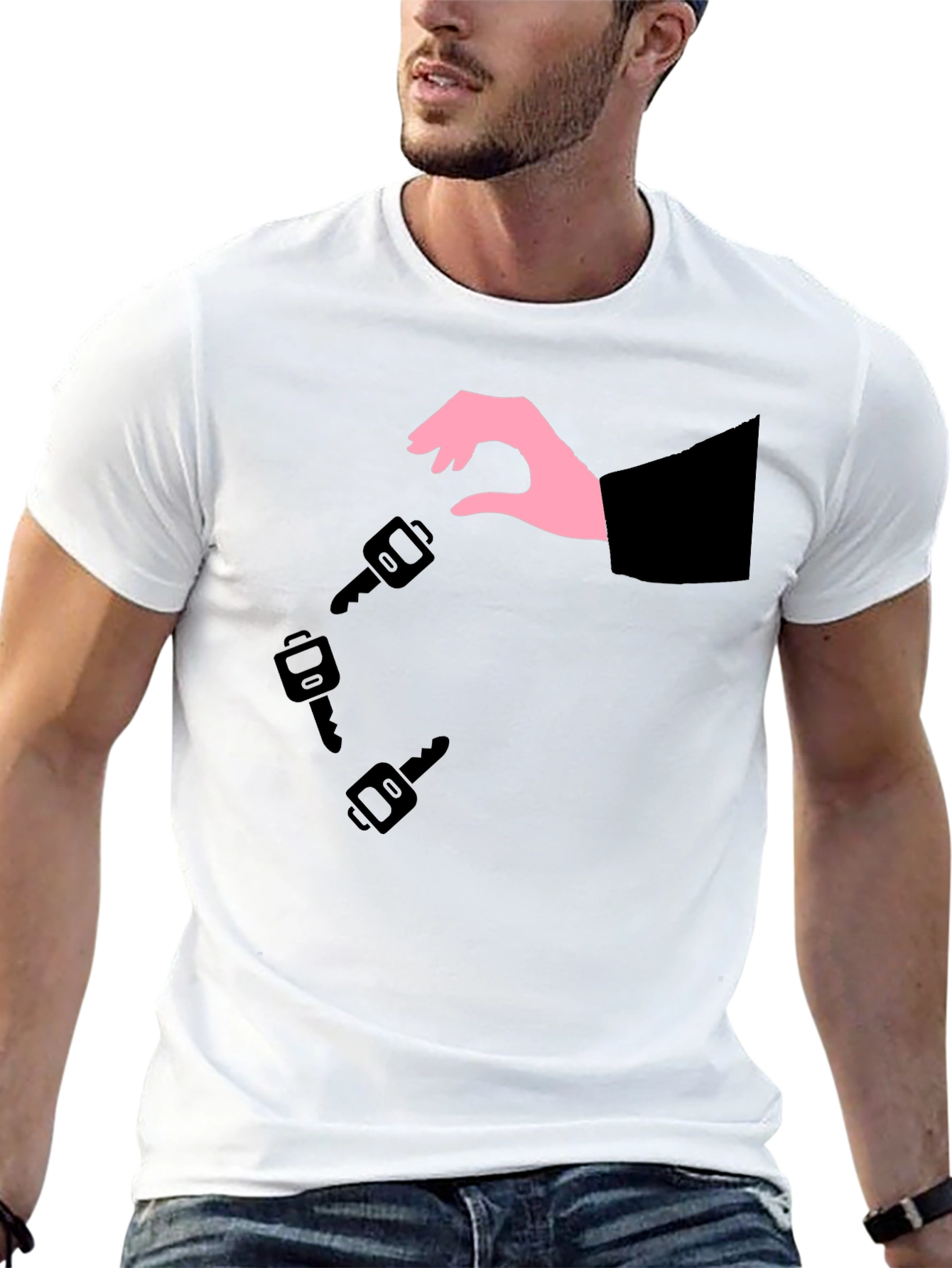 Key Dropping Black T-Shirt - Stylish Graphic Tee