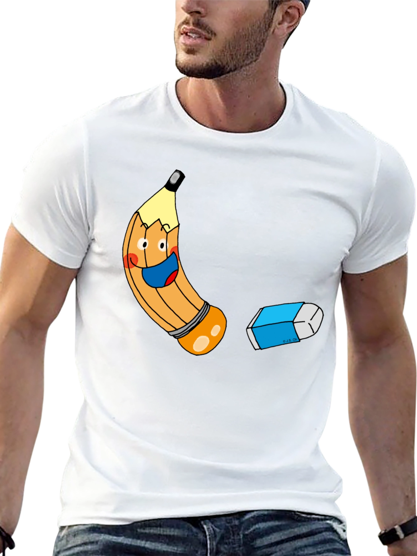 Cartoon Pencil & Eraser Graphic Tee