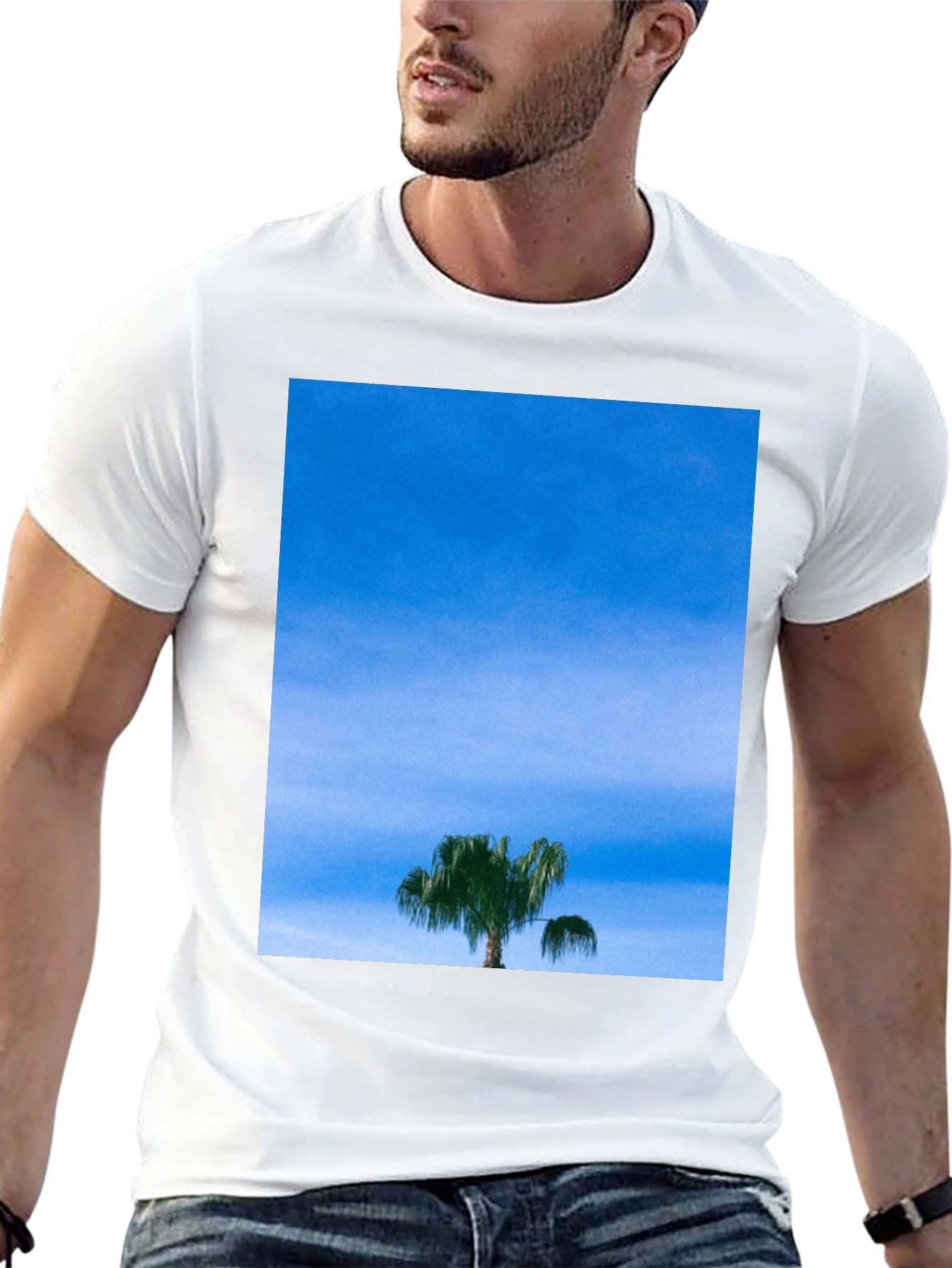 Palm Tree Sky Graphic Tee - Casual Comfort