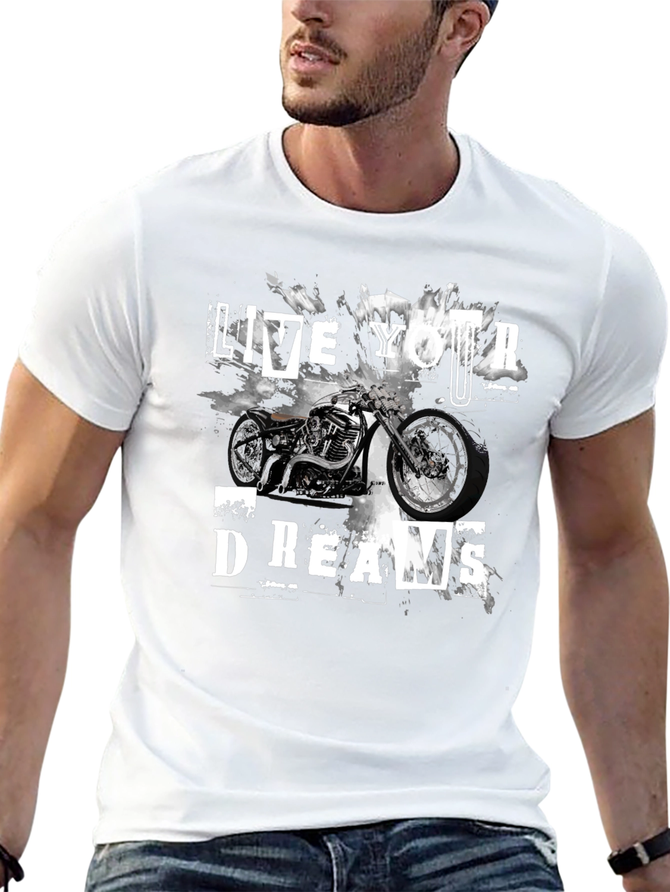 Live Your Dreams Graphic Tee - Motorcycle T-Shirt