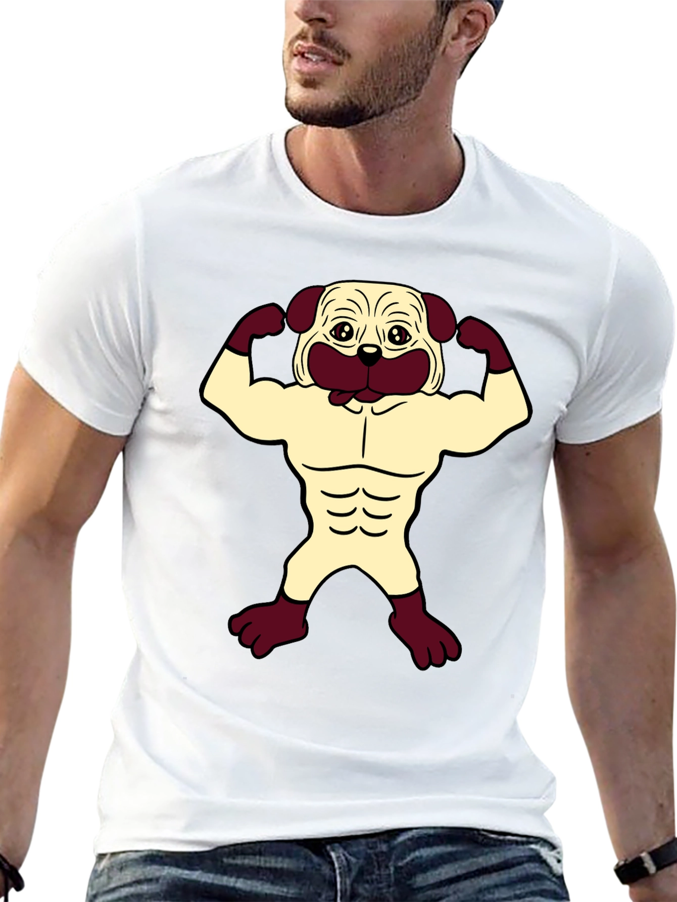 Pug Muscle T-Shirt - Black Graphic Tee
