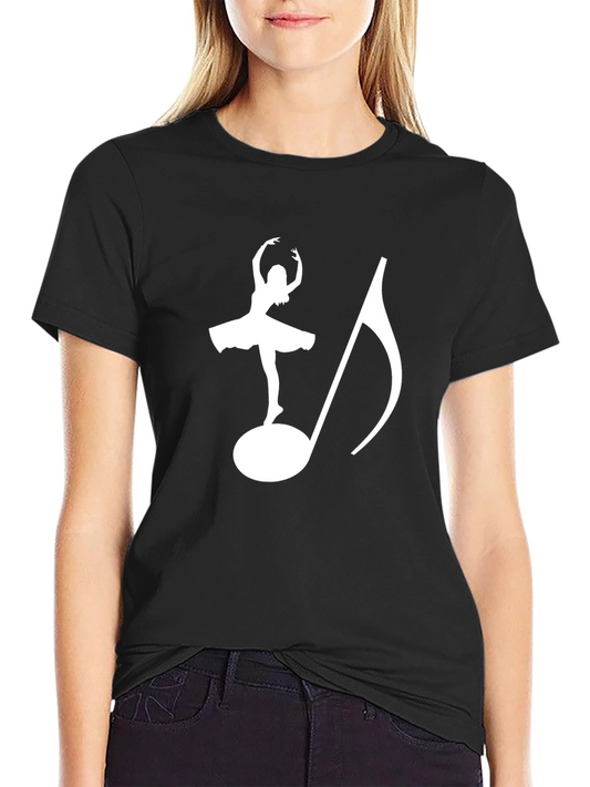Ballerina & Music Note Graphic T-Shirt