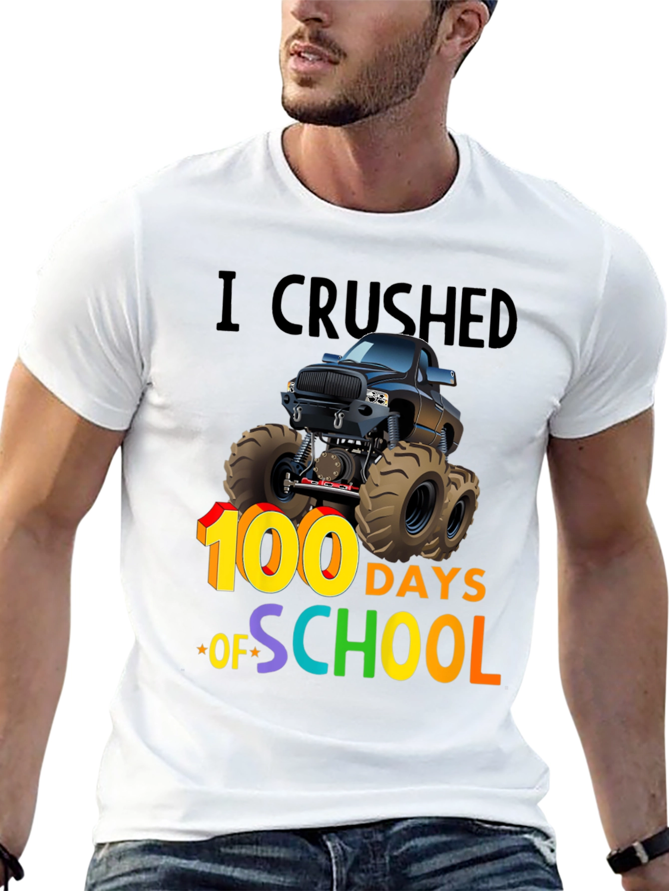100 Days of School Monster Truck T-Shirt