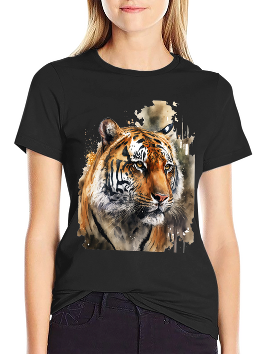 Tiger Watercolor Graphic Tee - Black