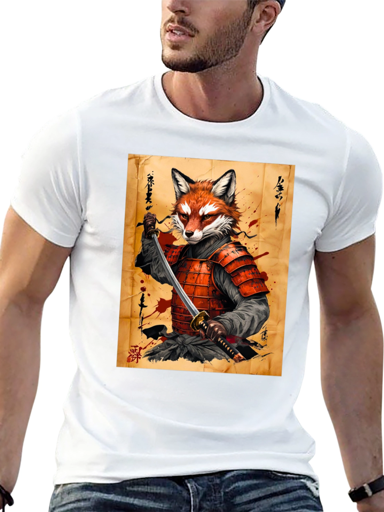 Fox Samurai Graphic T-Shirt - Unique Design