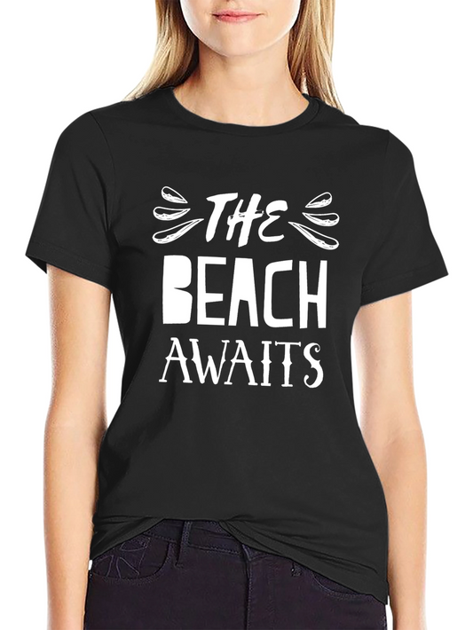 The Beach Awaits Graphic T-Shirt - Black