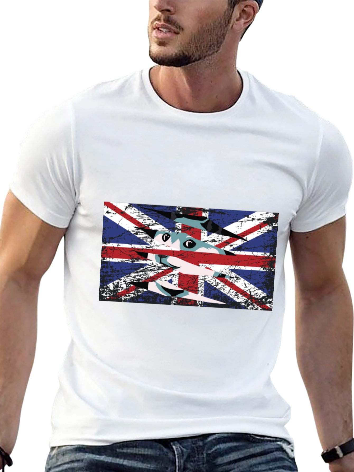 British Flag Cat Graphic T-Shirt