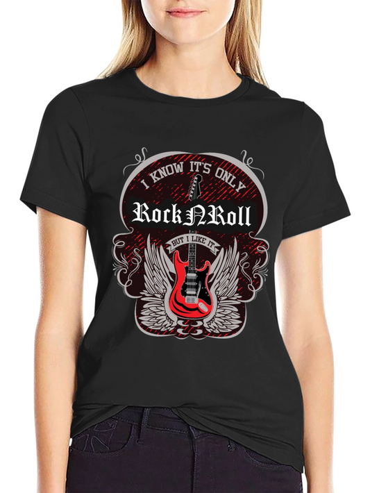 Rock N Roll Guitar Graphic Tee - Black