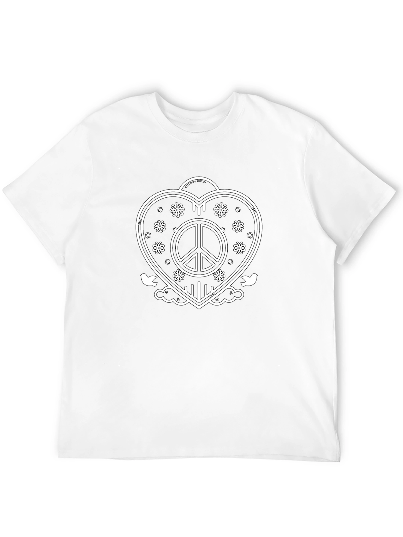 Peace Heart Graphic Tee - Black Casual Shirt