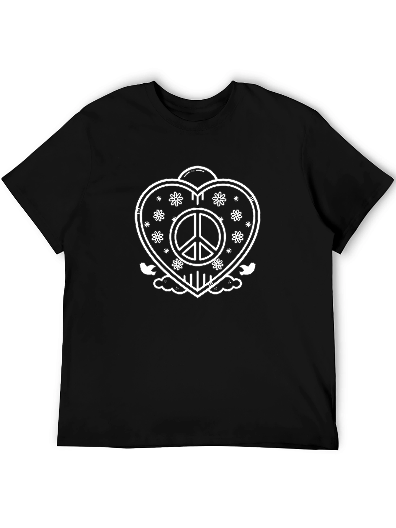 Peace Heart Graphic Tee - Black Casual Shirt