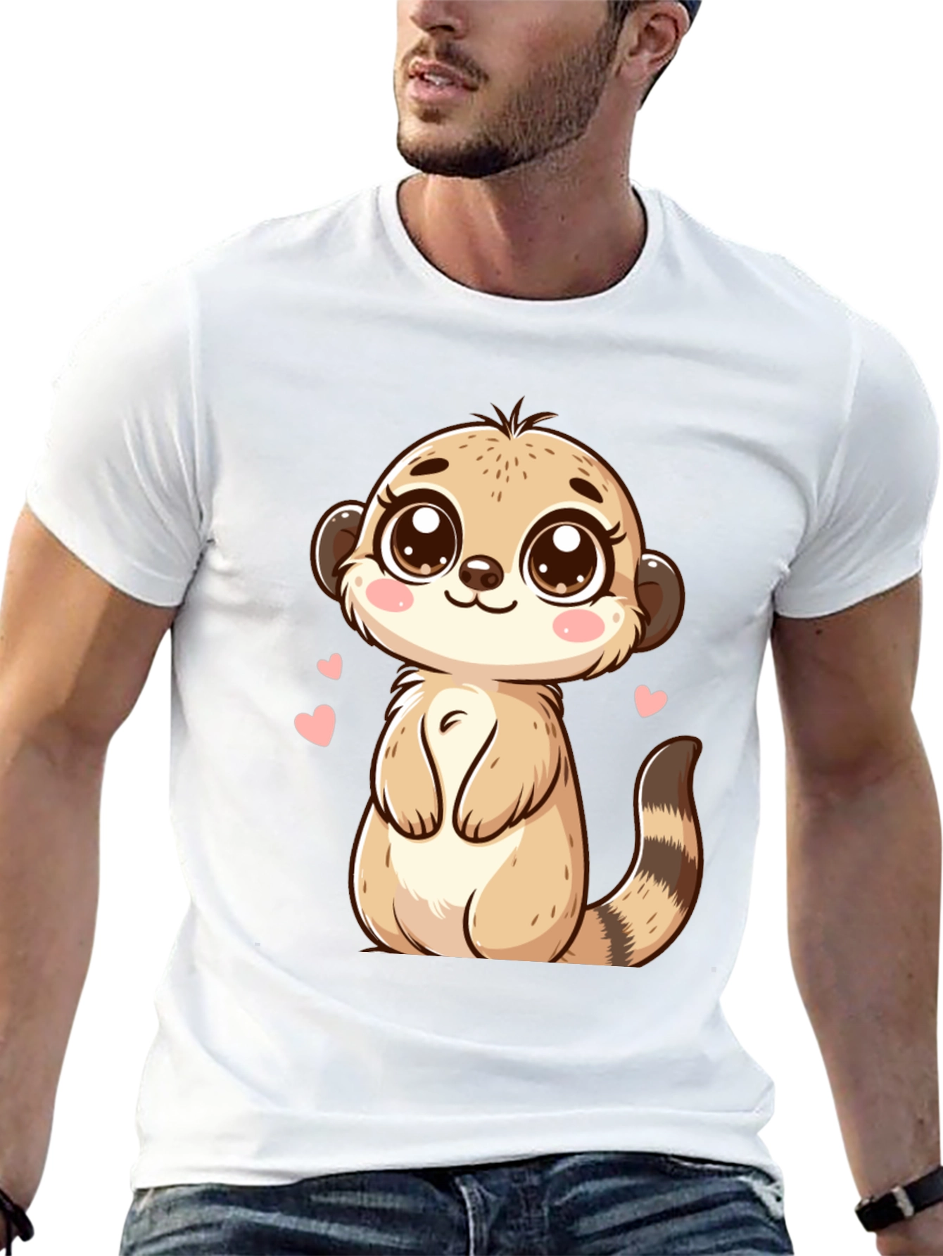 Cute Meerkat Cartoon Black T-Shirt
