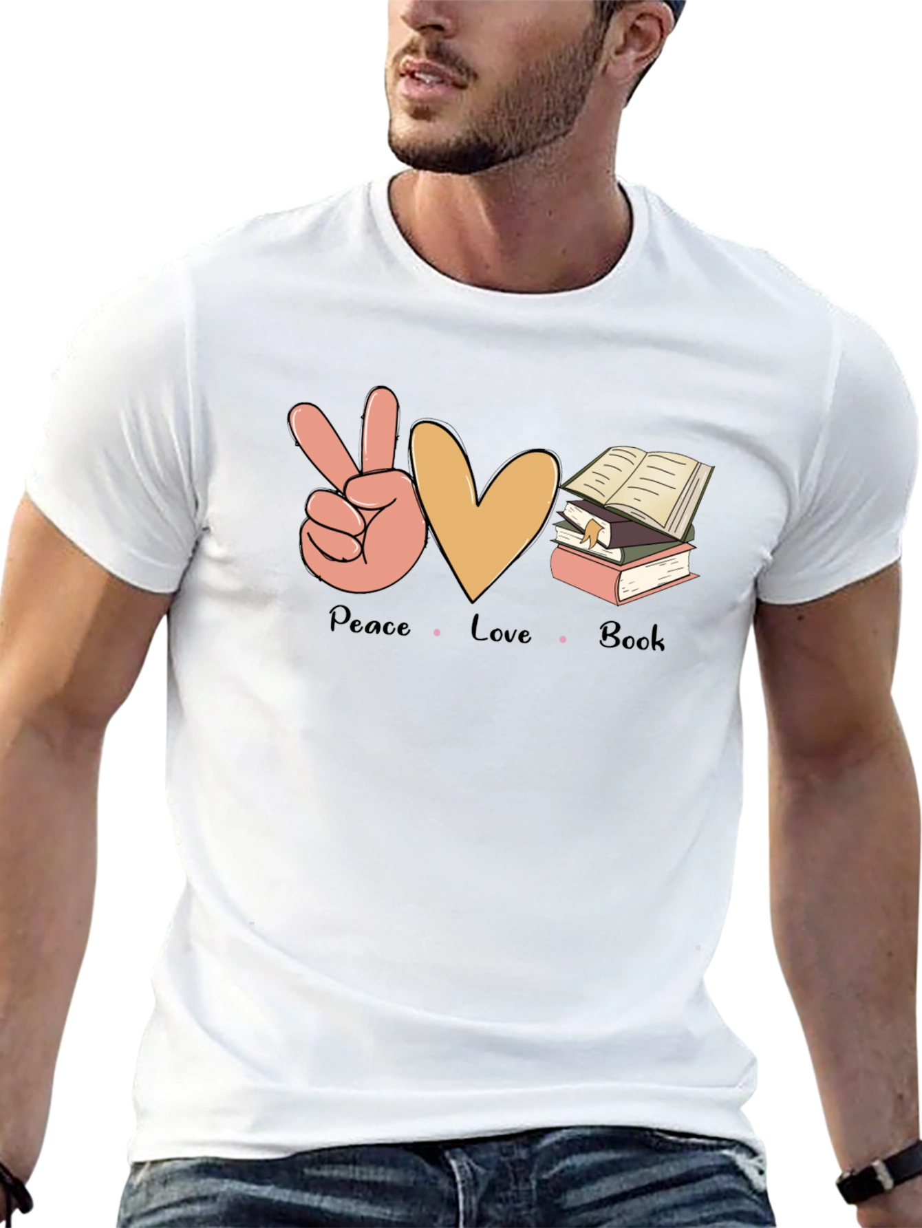 Peace Love Book T-Shirt - Unisex Casual Tee