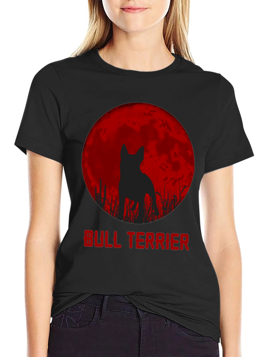 Bull Terrier Moon Silhouette Graphic T-Shirt
