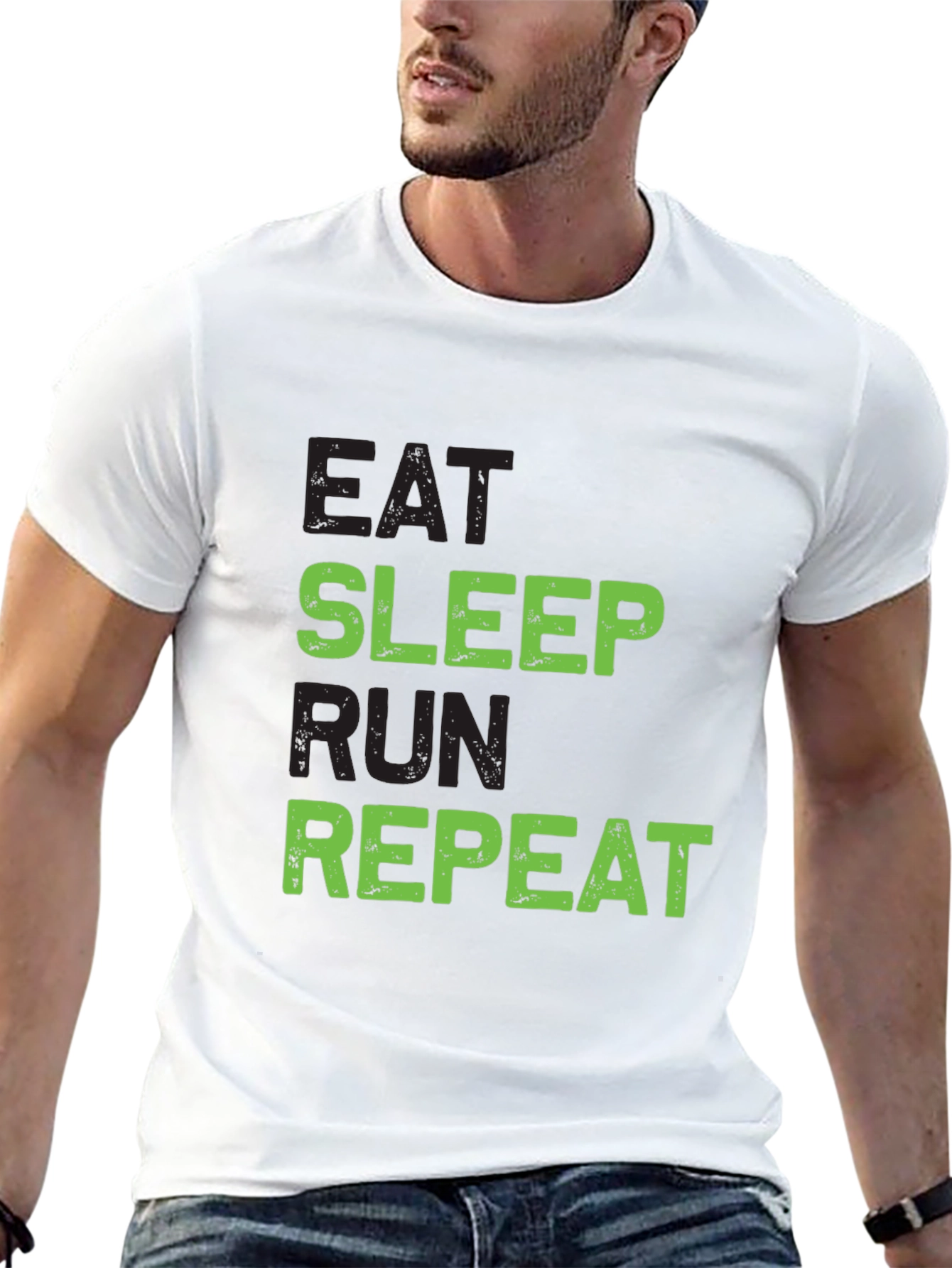 Eat Sleep Run Repeat Graphic Tee - Black