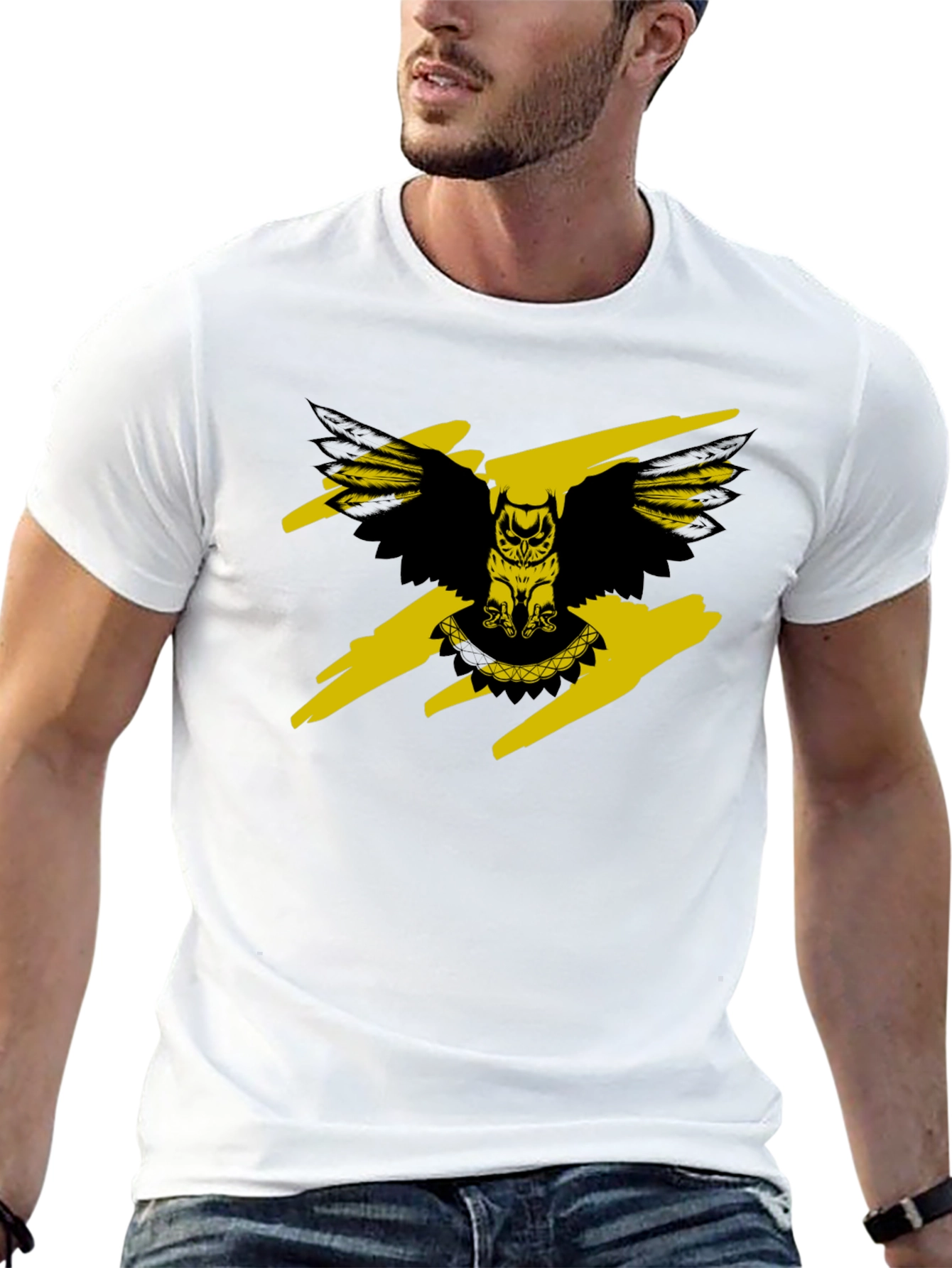Owl Graphic Print Crew Neck T-Shirt