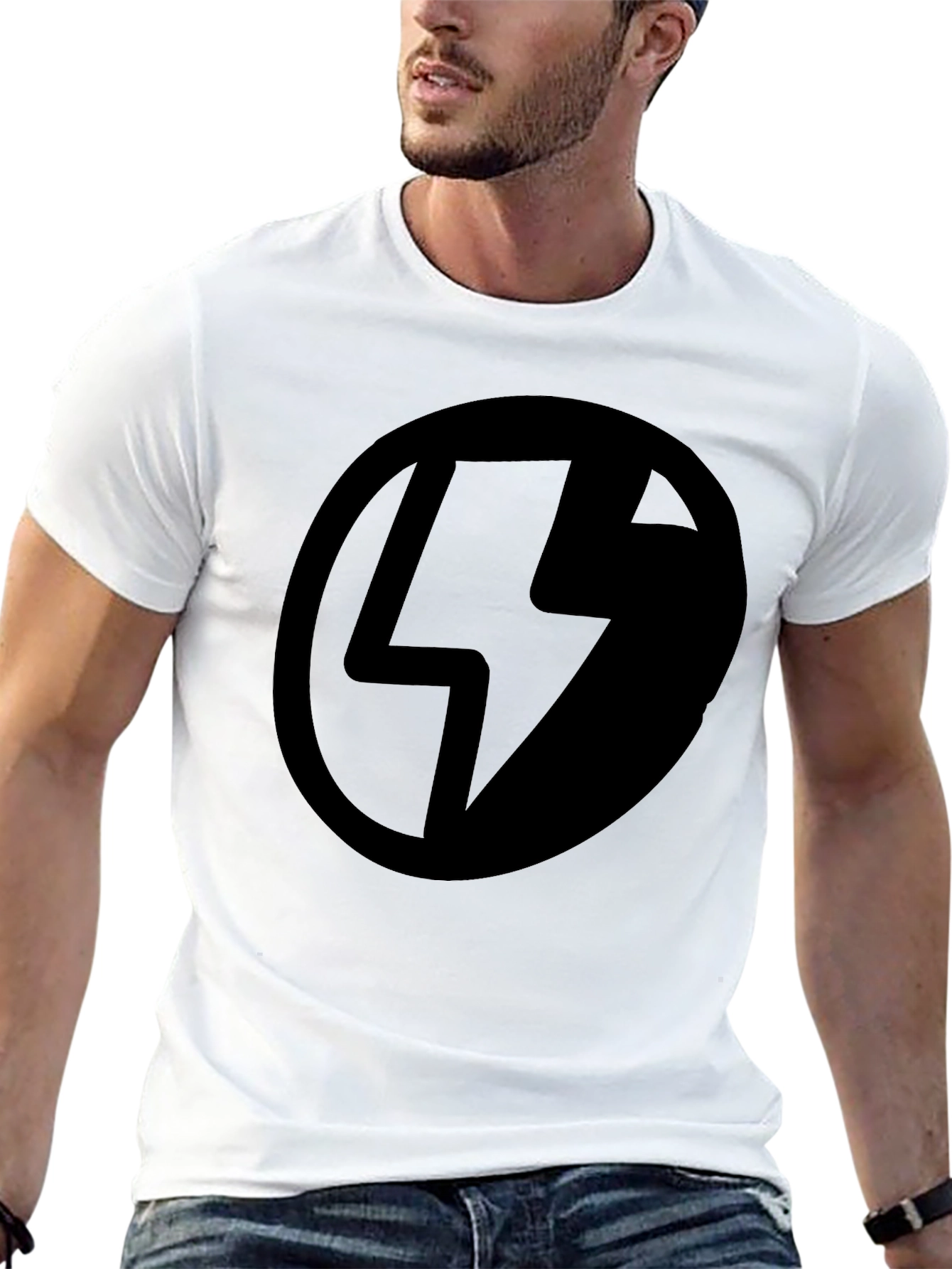 Black Lightning Bolt Logo T-Shirt