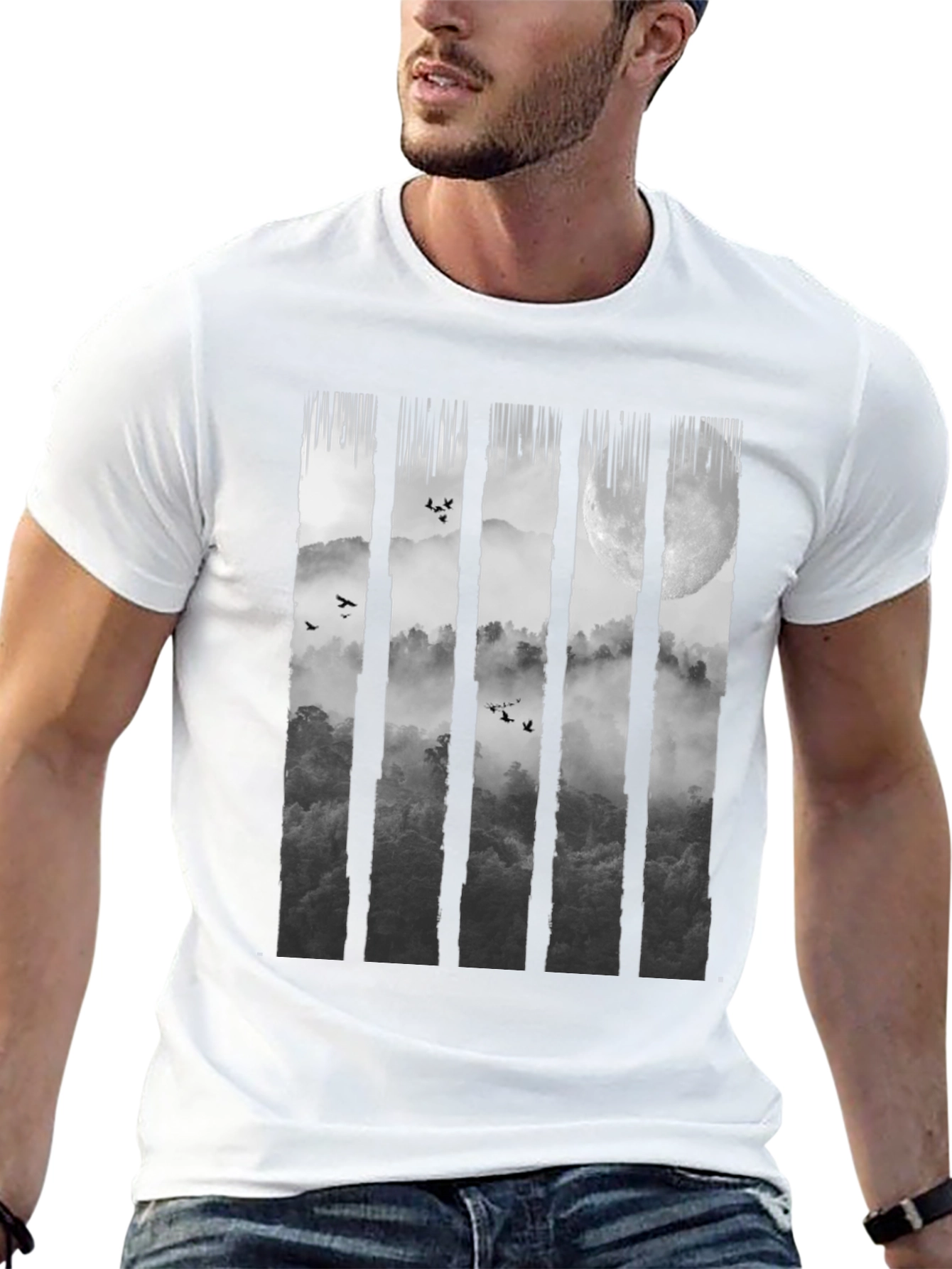 Mystic Moon Forest Graphic Tee - Black