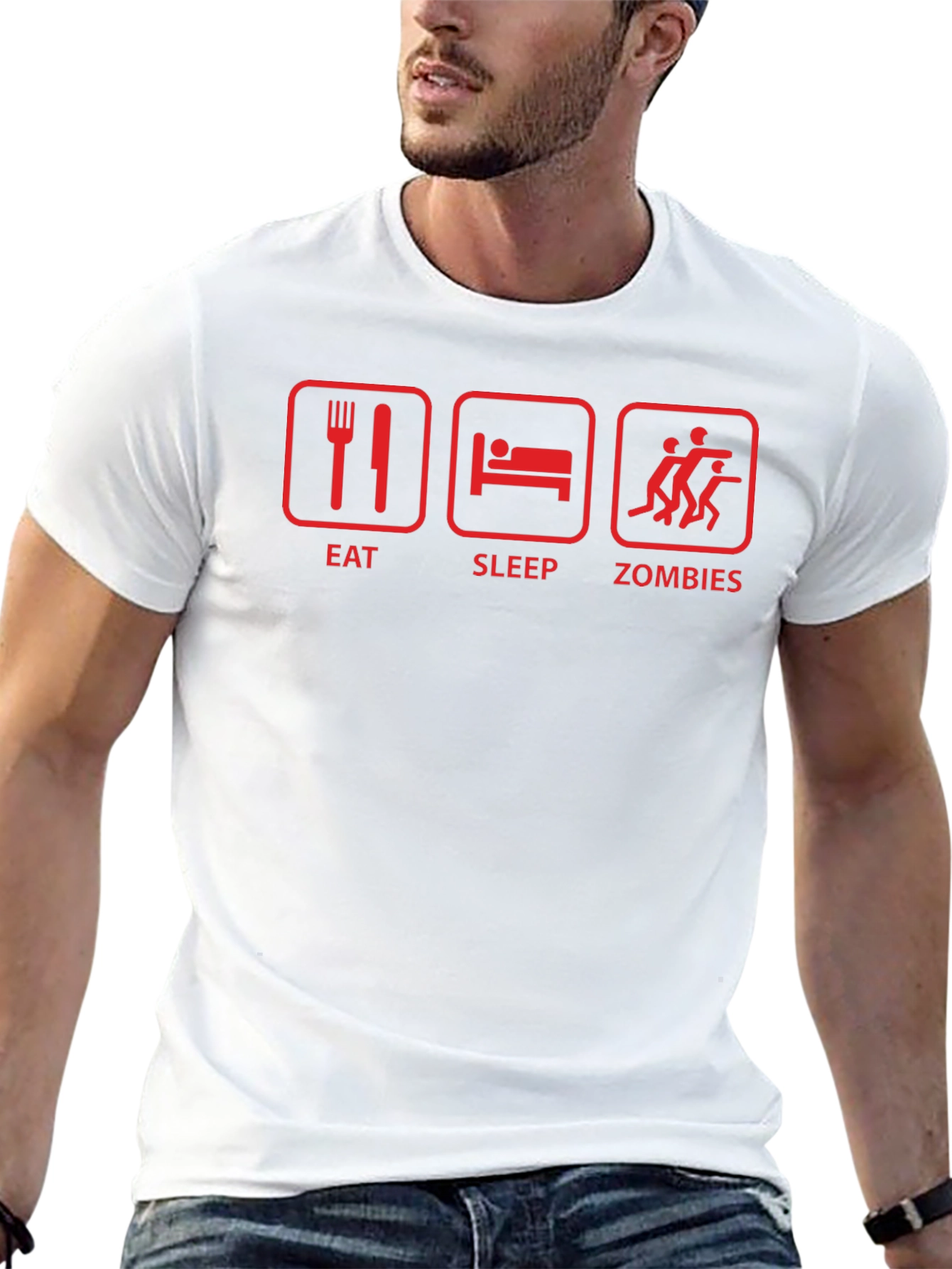 Eat Sleep Zombies Black Graphic T-Shirt