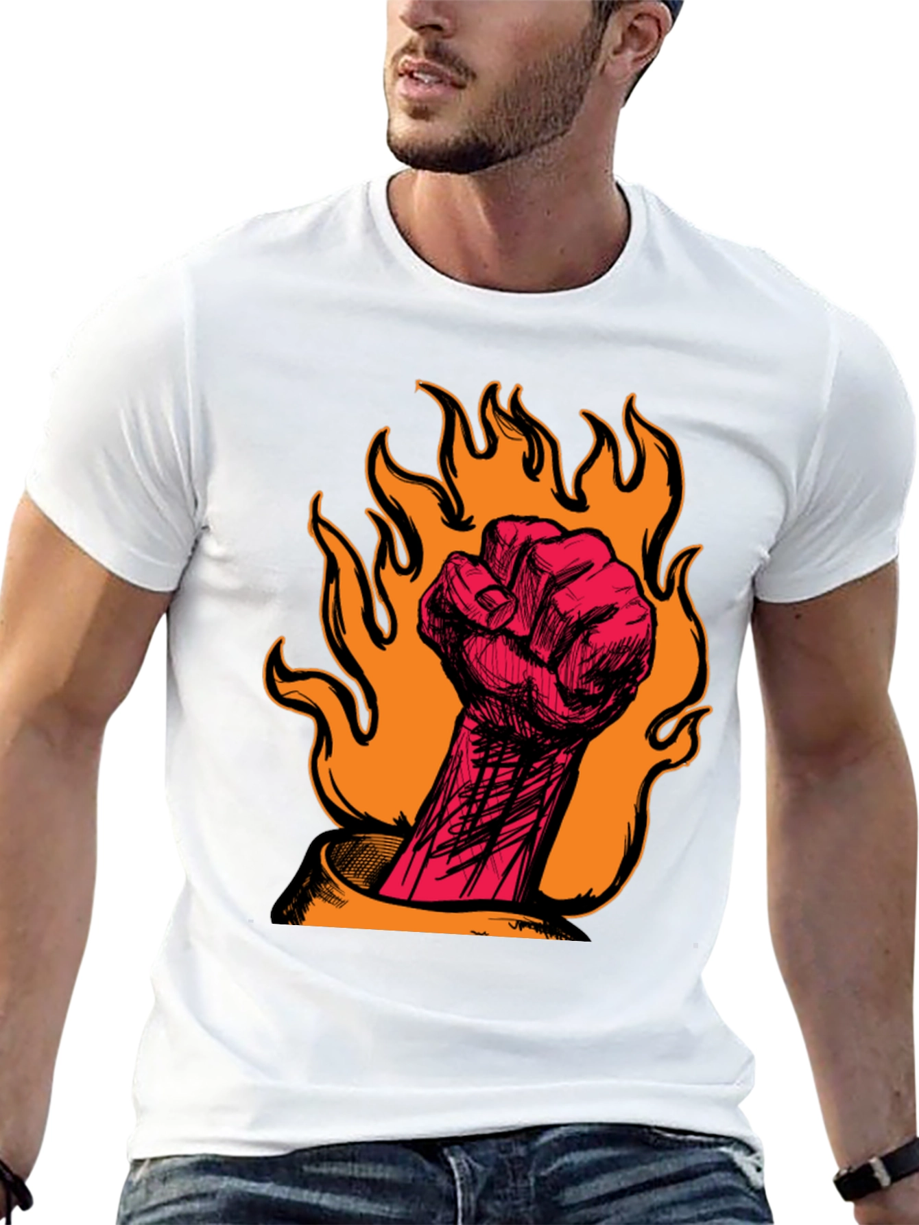 Fiery Fist Graphic Tee - Bold Rebellion Style