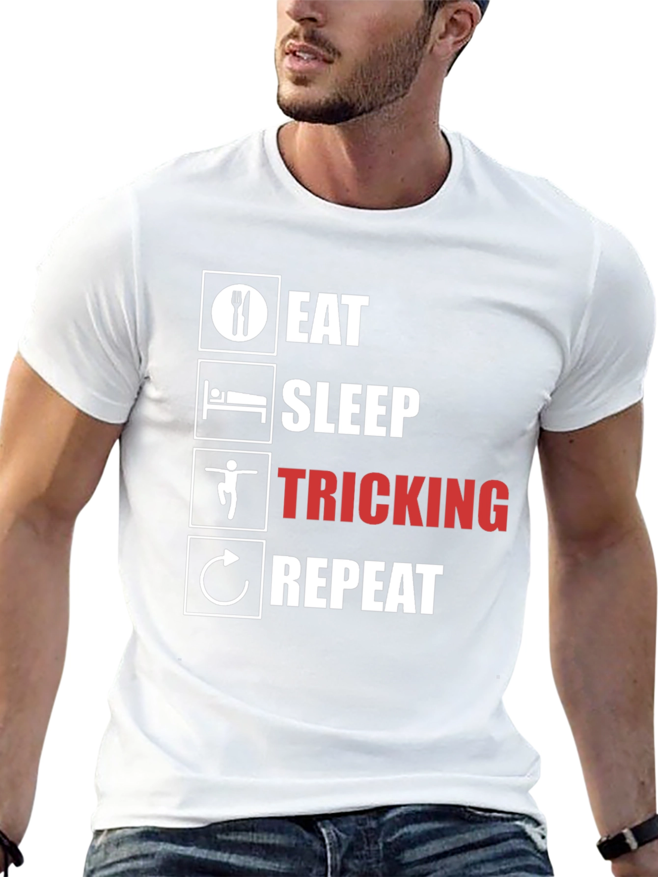 Eat Sleep Tricking Repeat Black T-Shirt