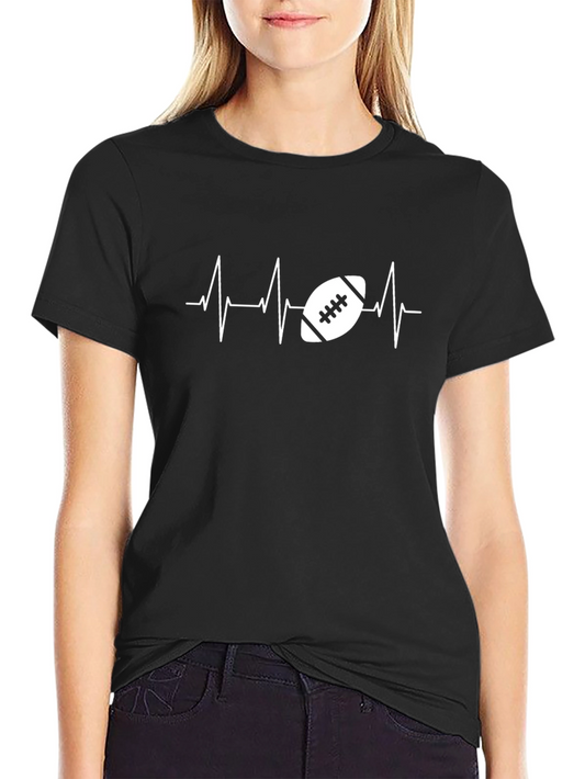 Football Heartbeat Black Graphic Tee