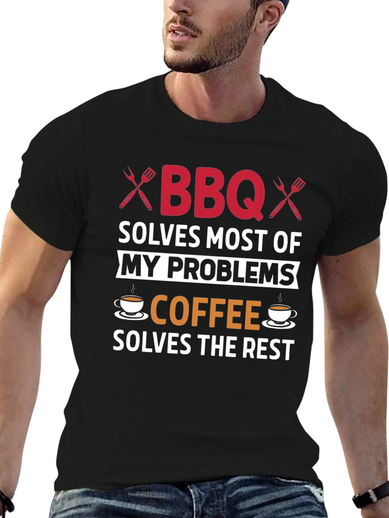 BBQ & Coffee T-Shirt - Solves Most Problems